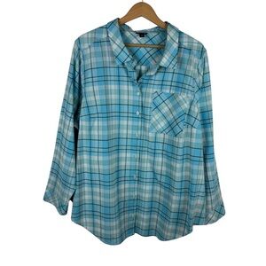 Torrid Blue Plaid Button Down Shirt
